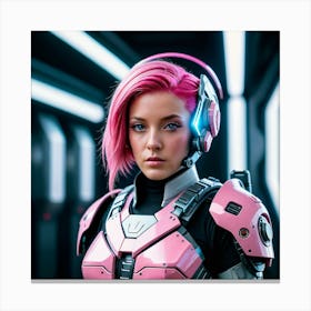 Sci-Fi Girl With Pink Hair Canvas Print