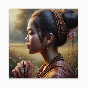 Buddhist Woman Praying Canvas Print