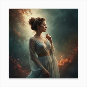 Beautiful Woman In The Forest Canvas Print