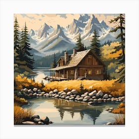 Cabin In The Mountains 8 Canvas Print
