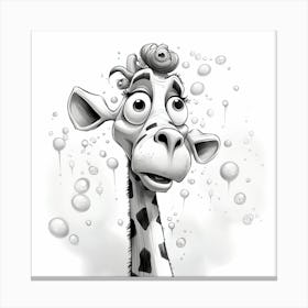 Giraffe With Bubbles Canvas Print