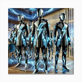 Futuristic Restaurant Staff Wearing Sleek, Storm I Canvas Print