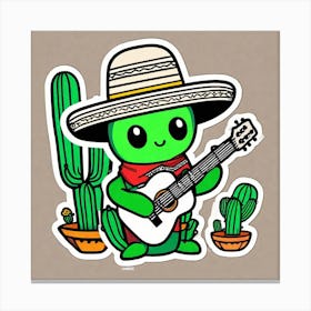 Cactus With Guitar 20 Canvas Print