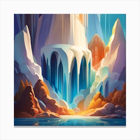 Ice Mountain silhouette Watercolor splash Monochromatic Canvas Print