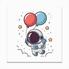 Astronaut With Balloons Canvas Print