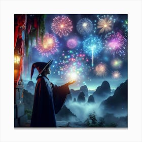 Wizard With Fireworks Canvas Print