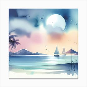 Watercolor Seascape 3 Canvas Print