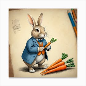 Rabbit With Carrots 22 Canvas Print