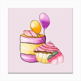 Party Cupcakes Square Canvas Print