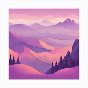 Misty mountains background in purple tone 55 Canvas Print