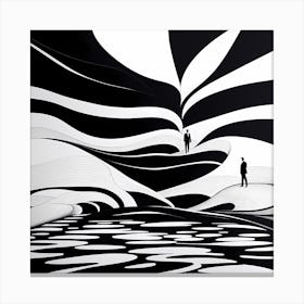 Forever, Abstract art, black and white monochromatic art Canvas Print