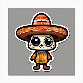 Mexican Sombrero And Pancho Sticker 2d Cute Fantasy Dreamy Vector Illustration 2d Flat Center (36) Canvas Print