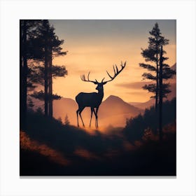 Deer In The Forest Canvas Print