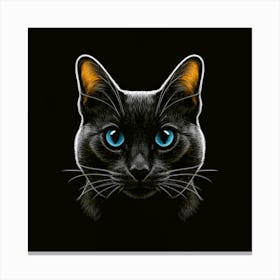Black Cat With Blue Eyes 1 Canvas Print