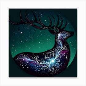 Deer In The Night Sky Canvas Print