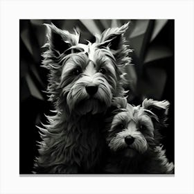 Black And White Portrait Of Two Dogs Canvas Print
