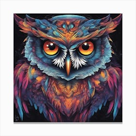 Mesmerizing Owl With Luminous Eyes On A Profound Black Background 1 Canvas Print