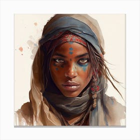 Watercolor Tuareg Woman #2 Canvas Print