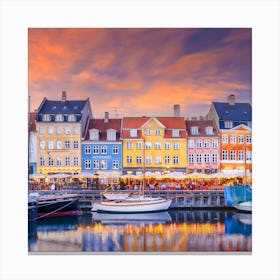 Charming Copenhagen Evening Mood At Nyhavn Canvas Print