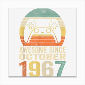 55th Birthday Boy Gamer Gifts Awesome Since October 1967 Canvas Print