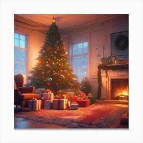 Christmas Tree In The Living Room 126 Canvas Print