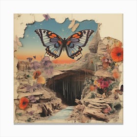 Butterfly In The Desert Vintage Scrapbook Canvas Print