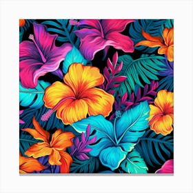 Hawaiian Tropical Seamless Pattern Canvas Print