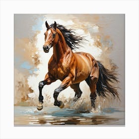 Horse Running In Water 3 Canvas Print