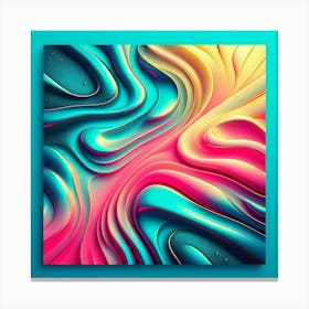 shimmering, smooth water, as a flat lay, in turquoise, hot pink, and yellow colors. 3 Canvas Print