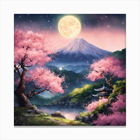 Japanese Sakura In Mountain 4 Canvas Print