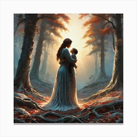 Mother And Child In The Woods 1 Canvas Print