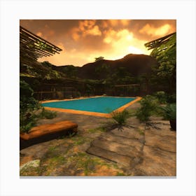 Pool In The Jungle Canvas Print