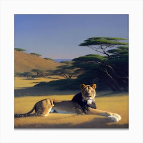 Lion In The Grass 8 Canvas Print