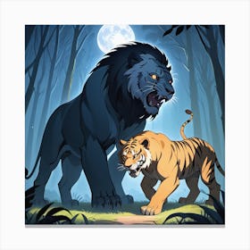 An Epic Showdown Between A Ferocious Lion A Stealthy Tiger And An Imposing Bear In The Heart Of An 462729131 Canvas Print