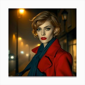 Portrait Of A Woman At Night Canvas Print