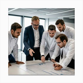 Group Of Architects Looking At Plans Canvas Print