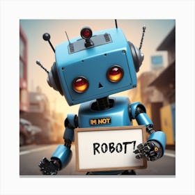 Robot Holding I'm Not Robot Sign Canvas Print