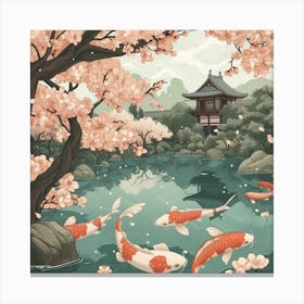 Japanese Koi Pond Canvas Print