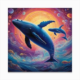 Whales In The Ocean 1 Canvas Print