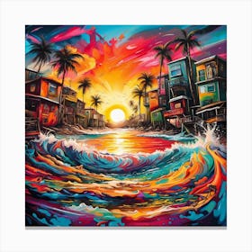 Sunset At The Beach Canvas Print