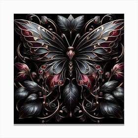 Metallic Black & Ruby Gothic Butterfly Canvas Print