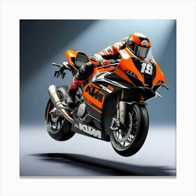 A Highly Detailed, Photorealistic Illustration Of A Sleek, Orange, And Black MotoGP KTM 3 Canvas Print