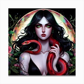 Woman With A Snake Canvas Print