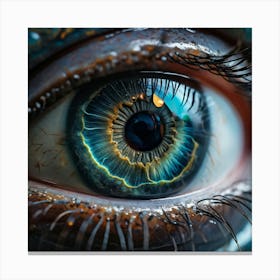 A Close Up View Of An Intricately Detailed Human Eye With The Dilated Pupil Revealing An Alien Head Canvas Print