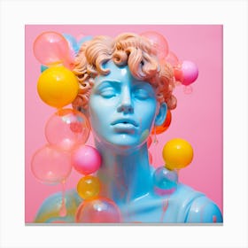 'Balloon Head',Home Gallery: Bust of Man, Pink Ball, and Gum Canvas Print
