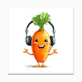 Carrot With Headphones Canvas Print