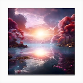 Sunset Over The Lake Canvas Print