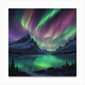 A Breathtaking View Of The Northern Lights Dancing Across A Starry Night Sky Canvas Print