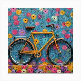 Bicycle Against A Colorful Wall Canvas Print
