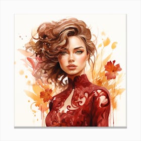 Girl With Red Dress Canvas Print